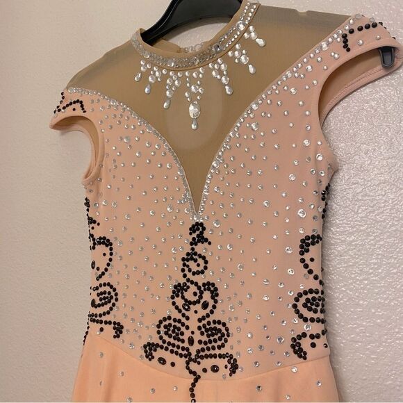 Custom solo dance ice skating lyrical ballet costume pink rhinestoned dress LC - Picture 4 of 11